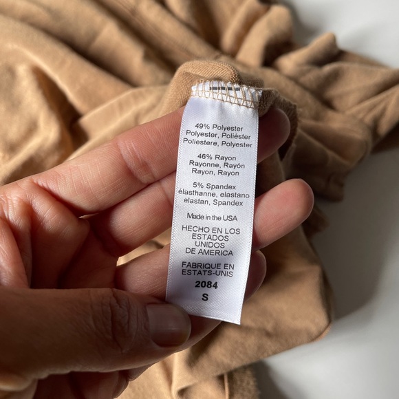 Michael Stars Cozy Plush Tan Hoodie Top SMALL Kangaroo Pocket Athleisure - Picture 6 of 7